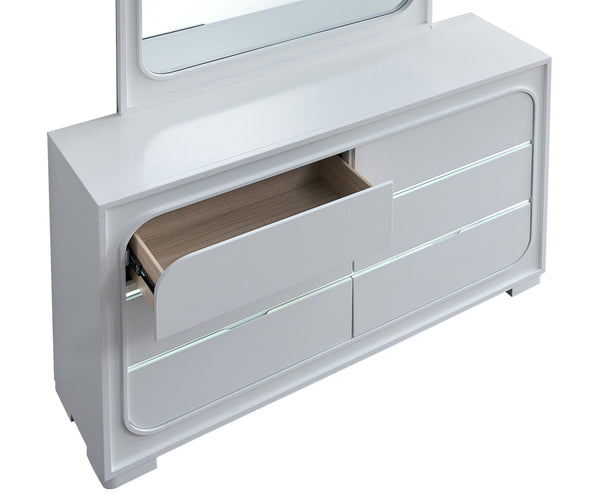 English Elm Milan Modern White Dresser with Integrated Led Lighting and Full Extension Drawers White B078P497945