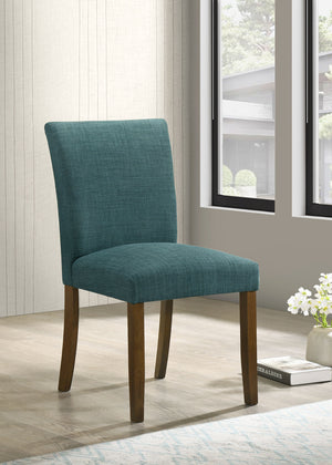 English Elm 2pc Modern Upholstered Dining Side Chairs with Curved Back, Foam Cushion Comfort, Wood Legs Finish Brown,Teal 38.19 L x 14.17 W x 20.87 H B011P363273