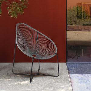 English Elm Lirren Steel Papasan Lounge Chair with Woven Rope Seat, Indoor/Outdoor Durable Design, No Assembly Required Gray B2736P354330