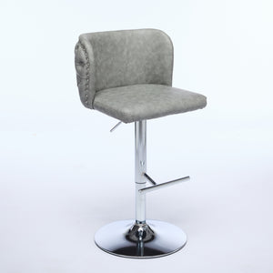English Elm A&A Modern Swivel Barstools Set Of 2, Adjustable Height With Chrome Base, Ergonomic Gray Pu Leather W1143P193493