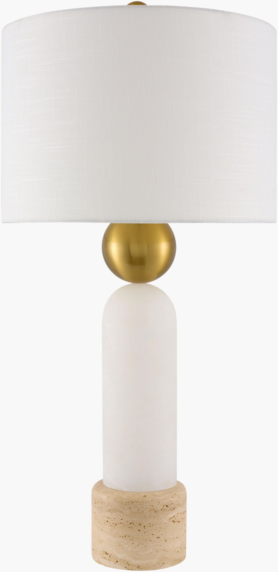 Surya Etrusca Stone Body Marble Base Table Lamp with Linen Shade for Living Rooms ECA-001