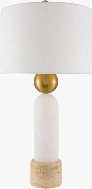 Surya Etrusca Stone Body Marble Base Table Lamp with Linen Shade for Living Rooms ECA-001