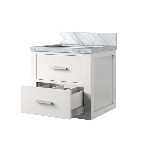 English Elm White Compact Single Bath Vanity With Acrylic Top - Modern Design For Small Spaces, Fully Assembled B2731P257898-GIGA