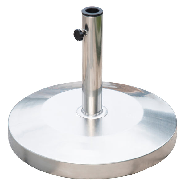 English Elm Outsunny 55lb Cement Filled Stainless Steel Umbrella Base with Polished Round Design W2225P174195