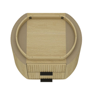 English Elm Olivia Modern 27" Nightstand in Natural Oak – 2-Drawer Ribbed Wood Grain, Metal Handles (Black/Gold) B365P398198