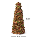 Christopher Knight Home® - Noble House - Pre-Decorated Pine Cone and Glitter Unlit Artificial Tabletop Christmas Tree