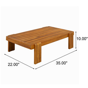 English Elm Patio Acacia Wood Loveseat and Coffee Table Set for Outdoor Lounge Spaces N776P387848D