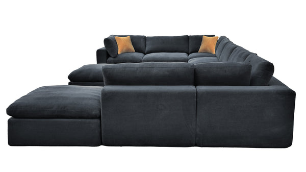 English Elm Coffee Bean Fabric Modular Sectional Sofa with Toss Pillows for Living Room B2748S00086