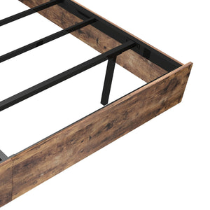 English Elm King Platform Bed with Rgb Led Ambient Glow Heavy Duty Metal Frame Floating Design T3963P446982