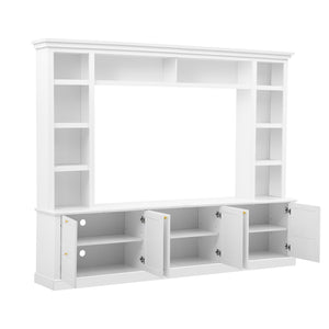 English Elm All-in-one Modern Entertainment Center with Bookcase Shelves for Living Room Display White N710S688101K