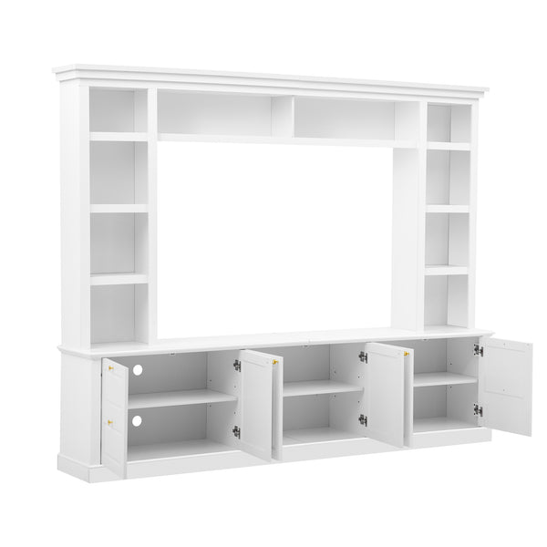 English Elm All-in-one Modern Entertainment Center with Bookcase Shelves for Living Room Display White N710S688101K