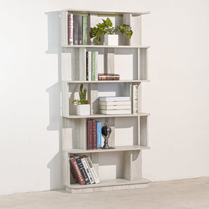 English Elm 31.5" Tall 5-tier Mdf Bookcase Slim Open Shelving Unit for Office Bedroom Living Room Light Gray W2899P444155
