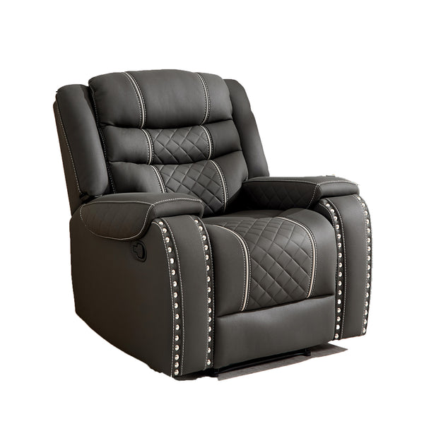 English Elm 1 Seat Microfiber Manual Recliner with Nail-head Trim for Living Room Comfort W3900P386421