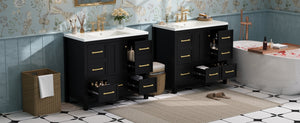 English Elm 72'' Elegant Bathroom Vanity Set With Resin Sink, Solid Wood Frame, Ample Storage & Soft-Close Doors N710SS00012B