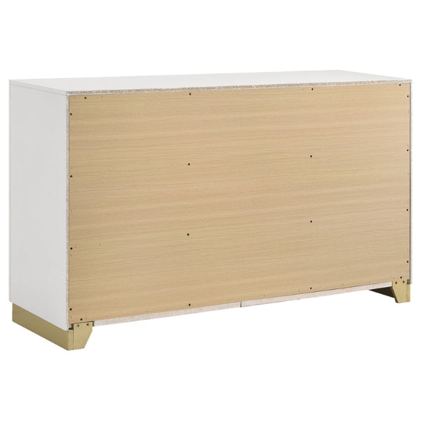 English Elm Sophia White 6-Drawer Dresser - Modern Mid-Century Elegance With Gold Accents For Stylish Storage B062P353391-GIGA