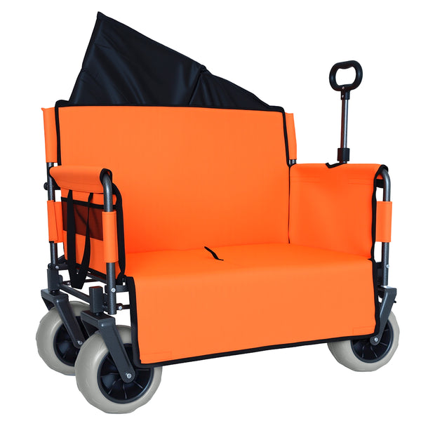 English Elm 3-in-1 Folding Wagon with Convertible Bench Seat Steel Frame 500lb All Terrain Orange W2932P390465
