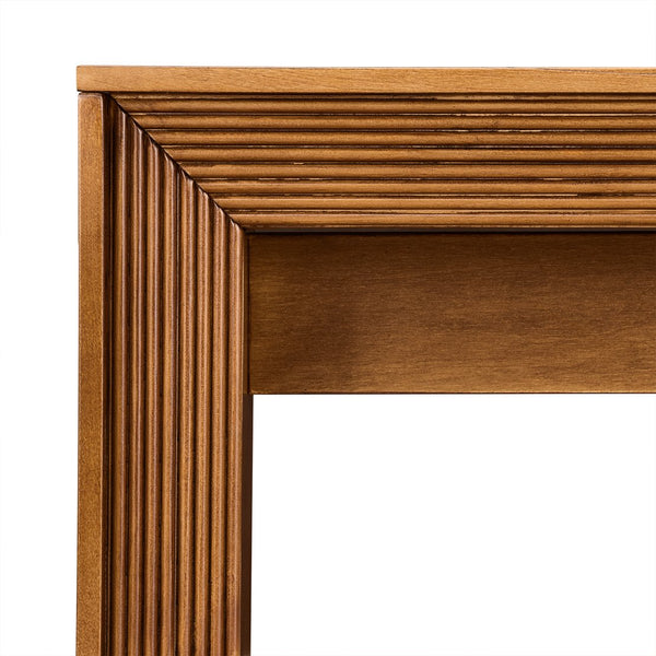 English Elm Fluted Counter Height Dining Set Narrow Bar Console with Upholstered Stool Retro Wood Brown W1202P330888