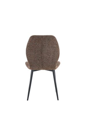 English Elm 4 Retro Fabric Dining Chairs with Cushioned Seats Black Powder Coated Legs for Any Room Brown+Black W1151P458011