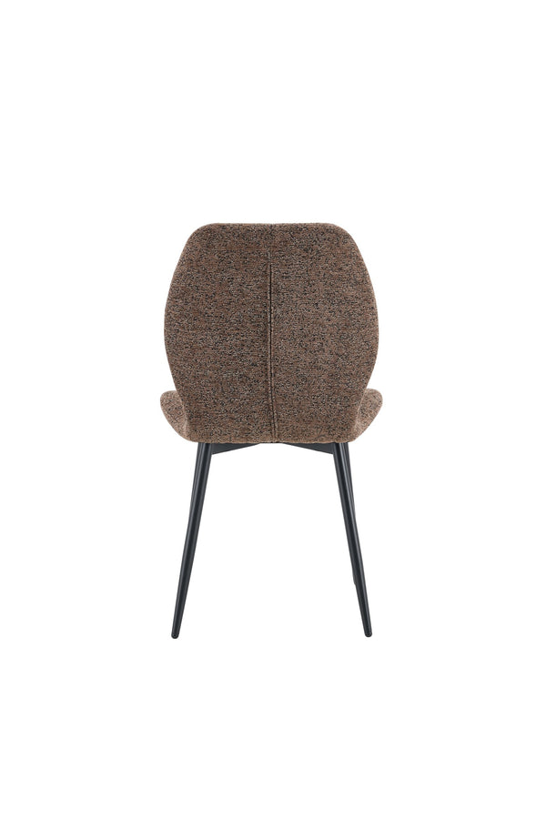 English Elm 4 Retro Fabric Dining Chairs with Cushioned Seats Black Powder Coated Legs for Any Room Brown+Black W1151P458011