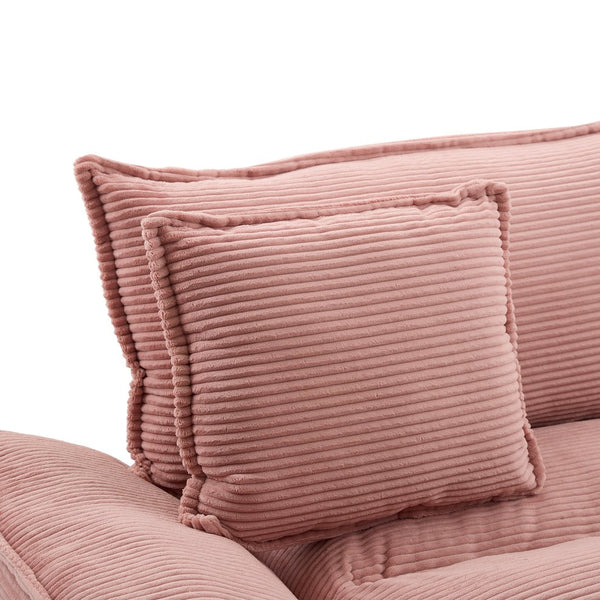 English Elm Corduroy Modern Sofa Sleeper Loveseat with Double-Layer Cushions, Two Pillows, Sturdy Frame 84" Pink W676P227339