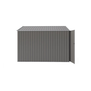 English Elm Campcraft Metal Storage Shed with Sloped Roof Ventilation and Weather Resistant Steel Panels Dark Gray W1598S00046