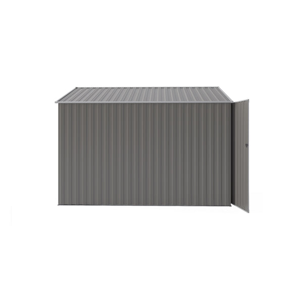 English Elm Campcraft Metal Storage Shed with Sloped Roof Ventilation and Weather Resistant Steel Panels Dark Gray W1598S00046