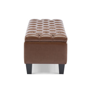 English Elm Christopher Knight Home® - Ottoman tufted storage bench with boucle cushion, diamond stitch elegance, soft-close lid, sturdy legs Brown N779P294331B