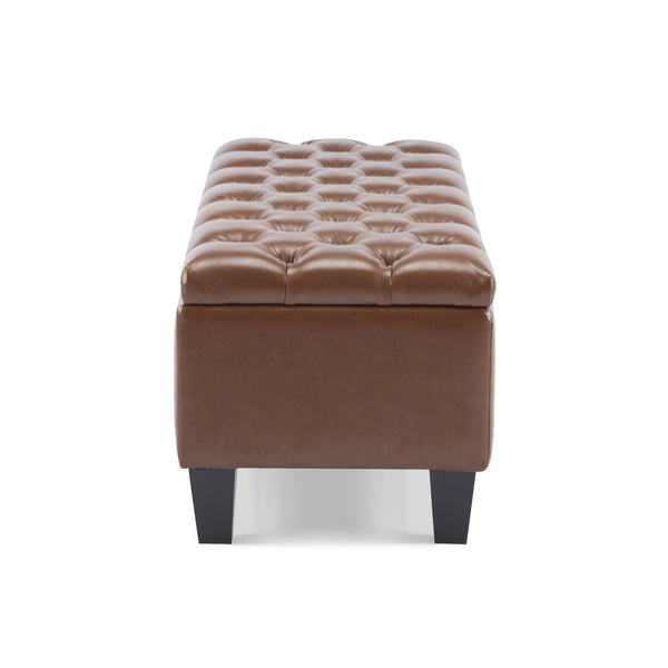 English Elm Christopher Knight Home® - Ottoman tufted storage bench with boucle cushion, diamond stitch elegance, soft-close lid, sturdy legs Brown N779P294331B