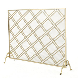 English Elm Christopher Knight Home® - FIRE Iron Fireplace Screen with Durable Mesh Guard and Stable Frame for Safety and Classic Hearth Appeal Gold 61129.00GLD