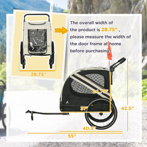 English Elm Aosom Convertible Pet Bike Trailer Stroller for Small Dogs Oxford Fabric Safe Ride W2225P229721