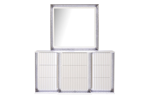 English Elm Fabio Contemporary Queen 4Pc Bedroom Set With Led Lighting, Diamond Accents, And White Finish B009S01581