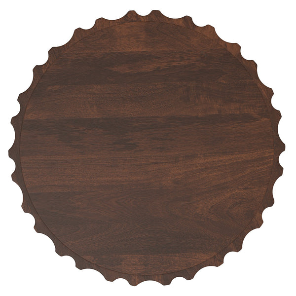 English Elm Rolf Solid Mango Wood Fluted Round Side Table Sculptural Walnut Accent Piece B136P420276