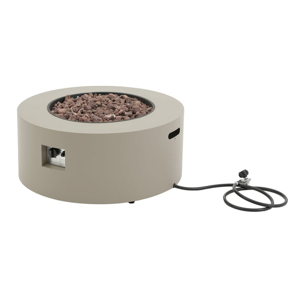 English Elm 32" Round Propane Fire Pit 40000 Btu Powder Coated Iron Outdoor Patio Heating N772P426164L