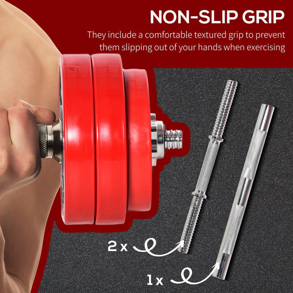 English Elm Soozier 66 Lb Convertible Dumbbell Barbell Set Chrome Grip Home Gym Training W2225P217797