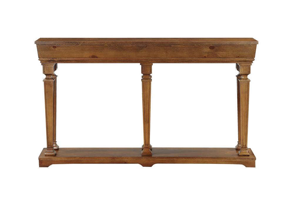 English Elm Garrison Oak Finish Console Table with Lower Display Shelf, Sturdy Synthetic Wood, Sleek Rectangular Design B2726P262784