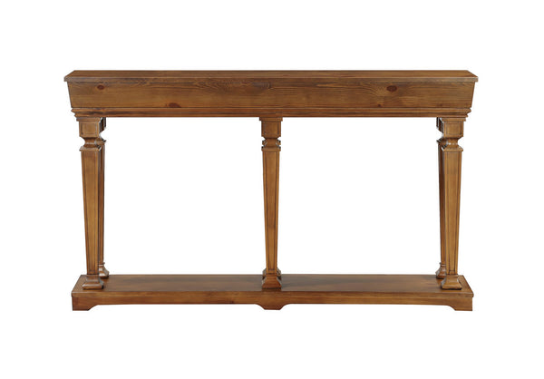 English Elm Garrison Oak Finish Console Table with Lower Display Shelf, Sturdy Synthetic Wood, Sleek Rectangular Design B2726P262784