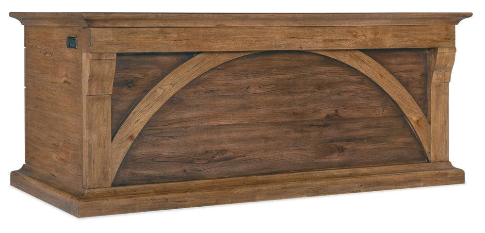 Hooker Furniture Big Sky Executive Desk — Pecky Hickory Rustic Executive Desk With Leather Writing Surface, 7 Drawers, Locks 6700-10562-80