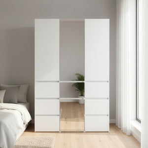 English Elm Elise Modular Wood Closet System with Mirror in White — Durable Melamine, Ample Storage, Easy Assembly, Stylish Finish B040S00121