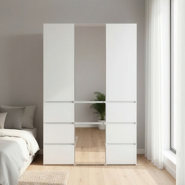 English Elm Elise Modular Wood Closet System with Mirror in White — Durable Melamine, Ample Storage, Easy Assembly, Stylish Finish B040S00121