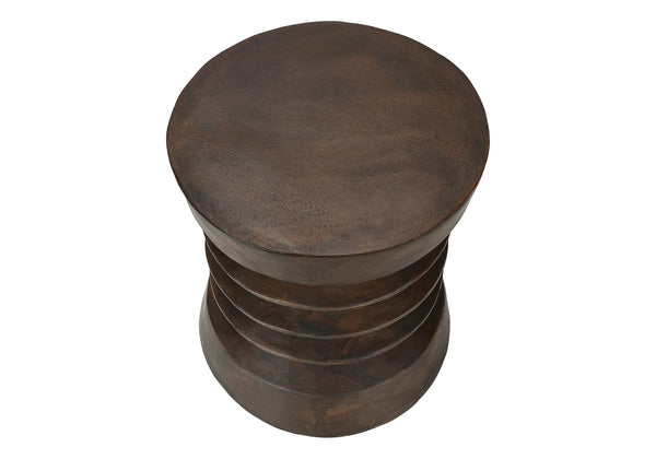 English Elm Accent Table Round Matte Finish Weather Resistant Magnesium Oxide Indoor Outdoor Side Walnut B2710P461678
