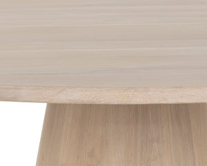 Sunpan Elina Scandinavian Dining Table: Classic Solid Oak with Whitewash Finish for Timeless Elegance Round - 54W x 54D x 29.5H