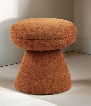 English Elm Contemporary Plush Pleated Round Ottoman Stool with Gold Trim Base, Velvet-Like Accent Seat for Living Room Brown Mix 18 L x 18 W x 20 H B2741P388373