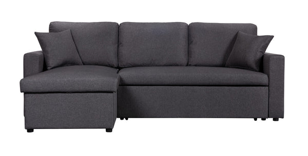 English Elm Sorrelle Linen Sleeper Sectional with Reversible Chaise and Hidden Storage Compartment Dark Gray B2749S00040