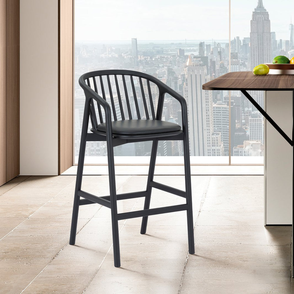 English Elm Echo Solid Oak and Faux Leather Counter Stool for Kitchen Islands and Breakfast Bars B2736P464818