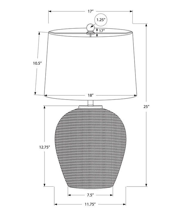 English Elm Lighting, Tropical Rattan 25" Table Lamp with Beige Linen Drum Shade, 3-Way Rotary Switch, 100W Output B2710P220129