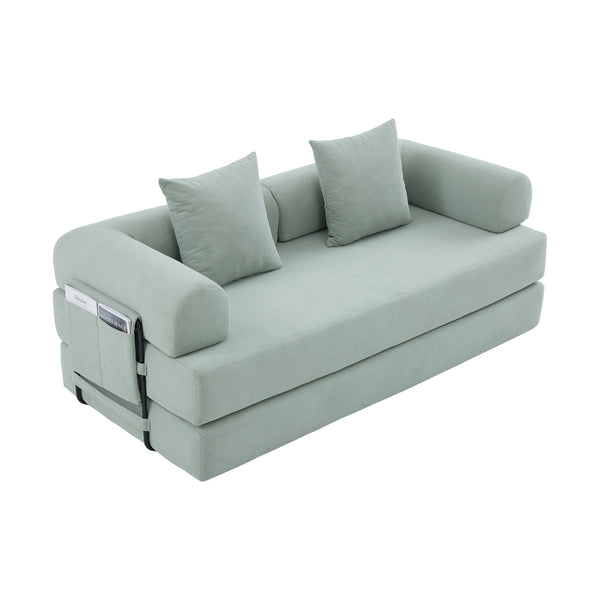 English Elm UNITED modular foldable sofa with metal frame, corduroy upholstery, side pocket & quick assembly convenience Mint Blue W1568P375643