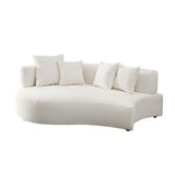 English Elm 110.23 Inch Modern Sectional Curved Rotatable Sofa Couch, Swivel Sofa 360° Comfy Sofa For Living Room Bedroom,Upholstered 4-Seat Sofa Couch Fabric Cream Style Couch Set For Apartment,Beige