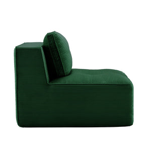 English Elm Armless Modular Sofa Seat Corduroy Upholstered Deep Cushion Living Room Lounge Chair Green W714P364691