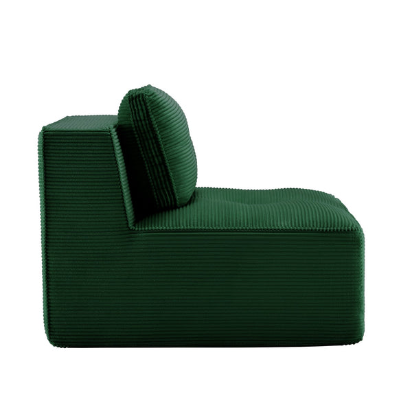 English Elm Armless Modular Sofa Seat Corduroy Upholstered Deep Cushion Living Room Lounge Chair Green W714P364691