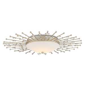 Planisphere Modern Silver Flush Mount Light Fixture with Beveled Glass and Dimmable LED Technology